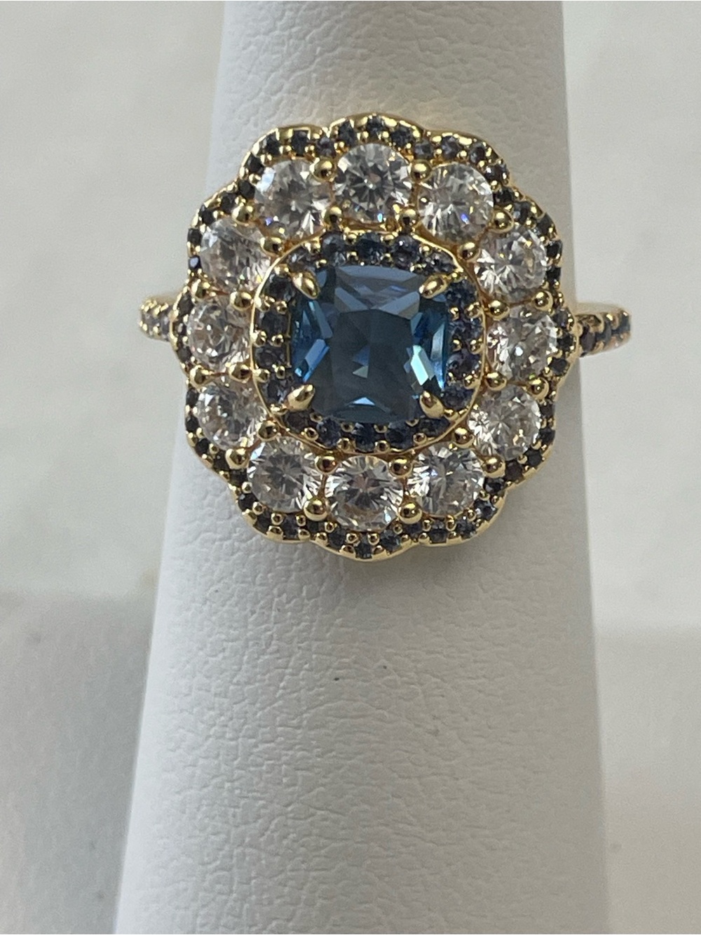 Bomb Party RG16901 “The Lenora Ring” SZ6 Gold/Lt. Blue Sapphire NIB